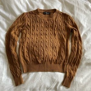 Camel American Apparel Cable Knit Sweater